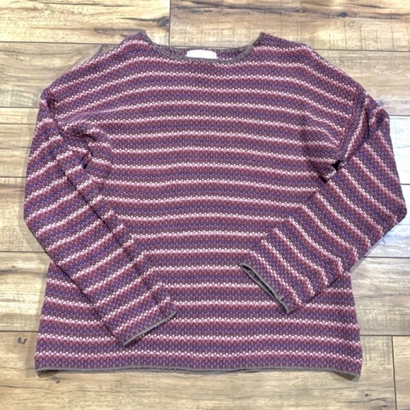 Express Tricot Brown Striped Sweater Vintage 90s Large - Picture 1 of 5